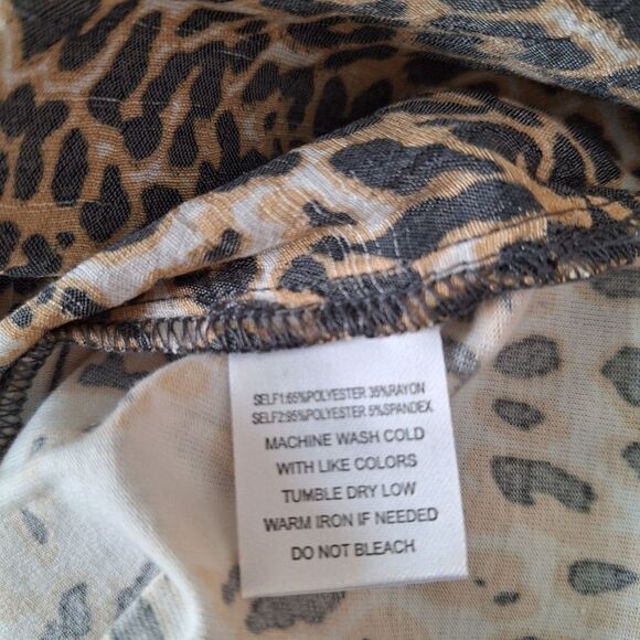 Indigo Rose Womens Leopard Blouse Cap Sleeve Ruffle Tie Neck Brown Black 3X - Picture 11 of 13